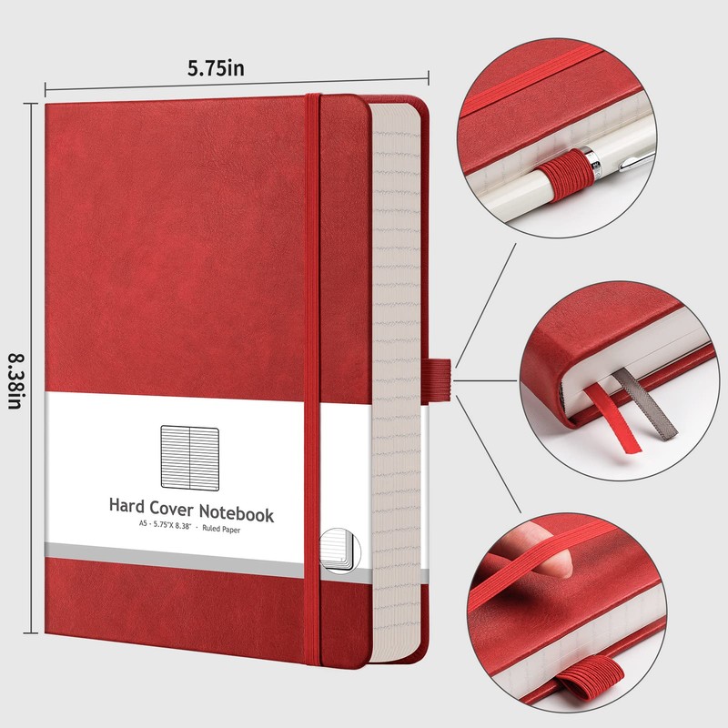 AHGXG Lined Journal Notebook - 320 Numbered Pages A5 College