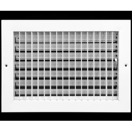 HVAC Premium 12''w X 8''h Adjustable AIR Supply Diffuser - HVAC Vent Cover Sidewall or Ceiling - Grille Register - High Airflow - White [Outer Dimensions: 13.75''w X 9.75''h]