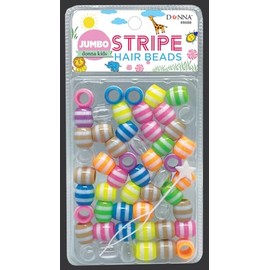 DONNA Jumbo Stripe Plastic Beads for Hair Braiding, DIY 1pc Quick Beaders for Kids Braids, 1PCLIGHT Mixed Color