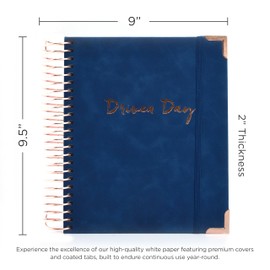 Driven Day Wirebound Jewish Planner 2025 - Agenda for Shabbos and Yom Tov Preparation - Monthly, Weekly, and Daily Planner 2025 9" x 9.5 (Navy Suede)