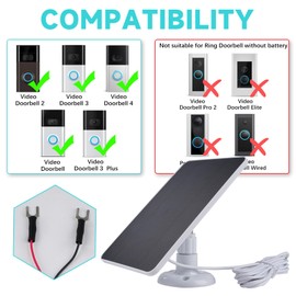 DEWIN Solar Panel for Doorbell, 4 W 5 V Solar Panel Charger for Doorbell, Adjustable Holder, Solar Panel with 3 m Charging Cable