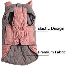 Vecomfy Reversible Dog Coats for Large Dogs Waterproof Warm Dog Jacket for Cold Winter,Pink and Grey XL