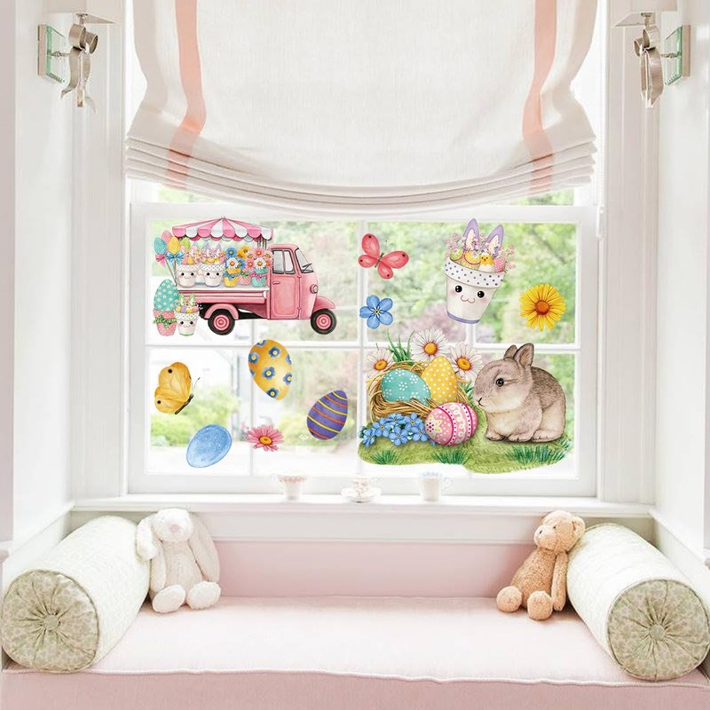 9 Sheets Easter Window Clings, Easter Window Stickers Decorations Spring
