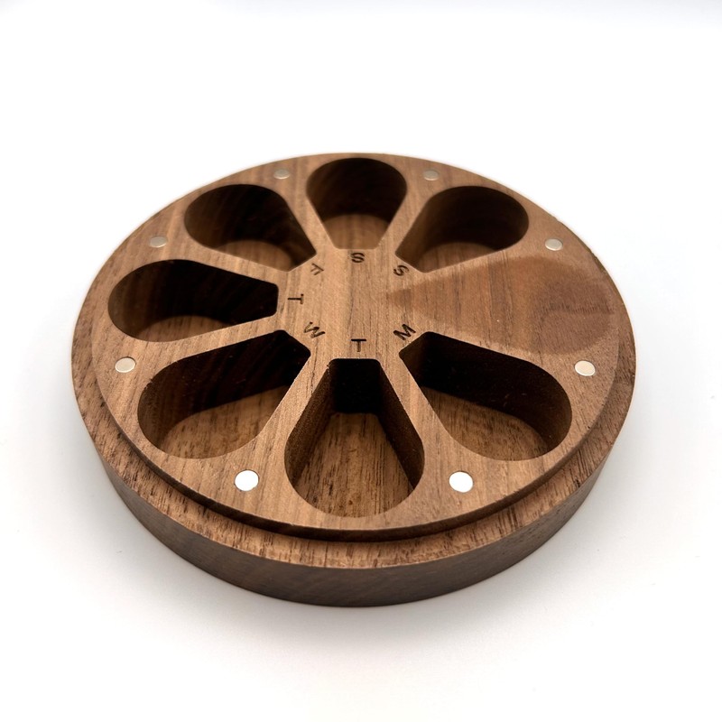 Wooden 7 Days Pill Box (Solid Walnut - Engraved)