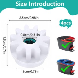4PCS Spin Mop Replacement Parts, Easy Mop Pedal Broom Spin Replacement Spin Mop Bucket Clutch Bearing Gear Sprockets Replacement One Way Bearing Sprockets Pedal Repair Replacement for Vileda