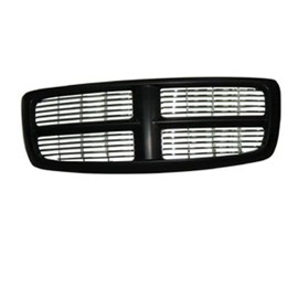 Robautoparts Front Grille 2002-2005 For Dodge Pickup Ram 1500 2003-2005 Ram 2500 Black/Paint To Match Frame With Chrome Billet Style Inserts Made Of Plastic CH1200259 5GR97DX8AF