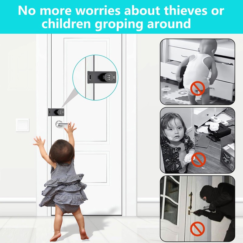 3 Digit Closet Door Lock with Code - Keyless Cabinet