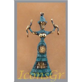 Ancient Greek Bronze Museum Statue Replica of Snake Goddess (251)