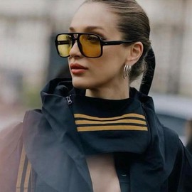 Rmerom Retro Aviator Sunglasses for Women Men, Vintage 70s Trendy Square Shades Sun Glasses, Oversized Tinted Lens Trucker Driving Aviators, Yellow