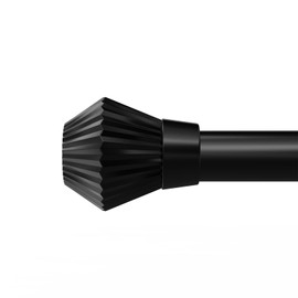 Box Space Curtain Rods for Windows 48 to 84 Inch, Black Curtain Rod with 1 Inch Diameter, Adjustable Drapery Rods with Exquisite Finial for Living Room, Bedroom, Kitchen, Outdoor Patio, Black