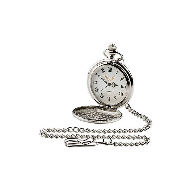 Luxury Vault Freemason Masonic Engraved Silver Pocket Watch and Chain
