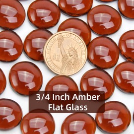 RUOJAS 1LB Amber Flat Glass Marbles for Vases, Gemstone Beads Vase Filler Decorative Glass Pebbles for Fish Tank, DIY Crafts, Autumn Centerpieces, Aquarium Decor Rocks