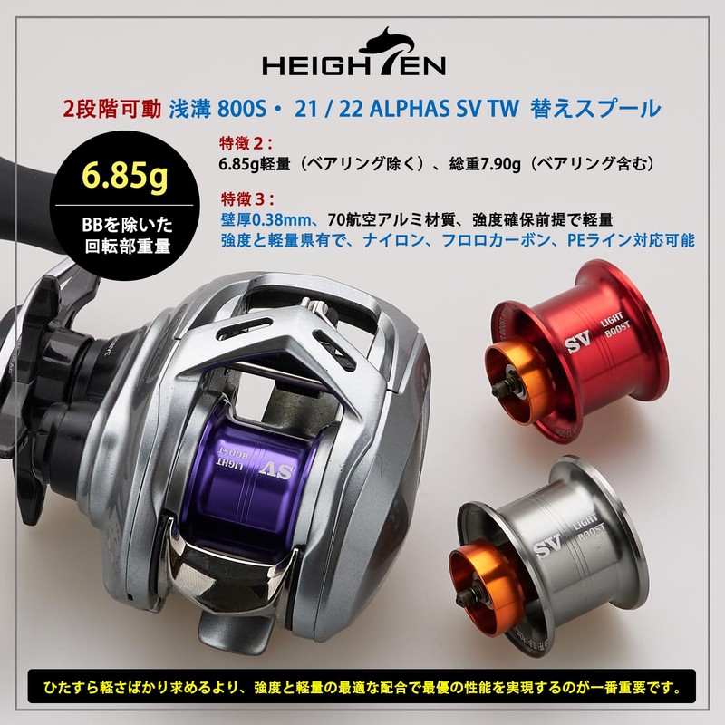 HEIGHTEN Reel Spool for ALPHAS Dedicated 2 Stage Movement, 1.3