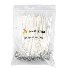 EricX Light EricX Light 100 Piece Natural Candle Wick, Low Smoke 6" Pre-Waxed & 100% Natural Cotton Core,For Candle Making,Candle DIY