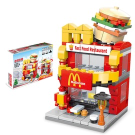 Street View City Cafe Building Kit, 167PCS Coffee Shop Modular House Building Set, MOC Creative House Model DIY Toys, Building Toy for Kids Adults Teens (Burger Shop)