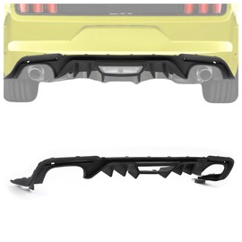 HECASA Rear Diffuser Compatible with 2018-2022 Ford Mustang Bumper Lip Spoiler Splitter Valance Protector PP Plastic Black