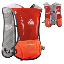 AONIJIE Hydration Backpack Vest, 5L Capacity, Multi-Pocket Design, Breathable and Lightweight, Pack for Outdoor Sports - Running, Cycling, Climbing and Hiking, Only Vest, Orange