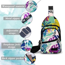 Energather Chest Bag, Nylon Sling Bag, Crossbody Bag for Women, Lightweight Travel Sling Bag Men with Many Pockets, Chest Pack for Camping, Cycling, Walking, Running, black, S