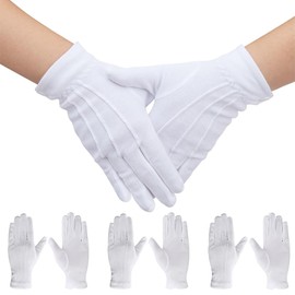 White Gloves, 3 Pairs Tuxedo Gloves, Etiquette Gloves for Men and Women, Nylon Cotton Gloves, White