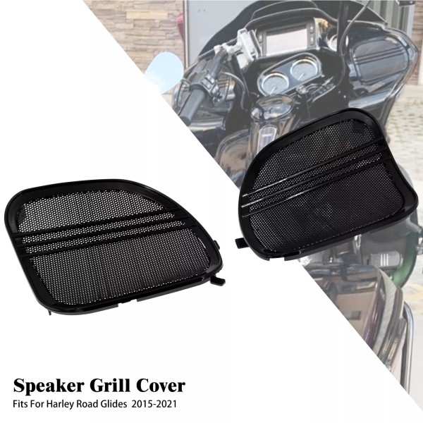 YHMTIVTU Black Front Fairing Speaker Mesh Grille Covers Trim For