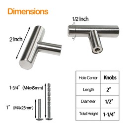 REGARSUN 6 Pack Brushed Nickel Cabinet Knobs Single Hole Stainless Kitchen Cabinet Pulls Drawer Handles Dresser Pulls 2 inch Total length Stain Nickel Silver