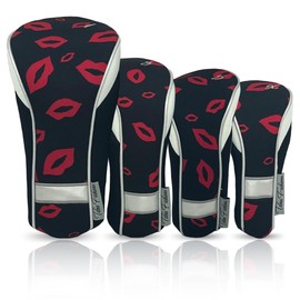 Womens Designer Golf Club Covers 4 Pack - Taboo Fashions Numbered Head Covers for Driver Woods & Hybrid - Weather/Moisture Resistant Protection (Temptation)