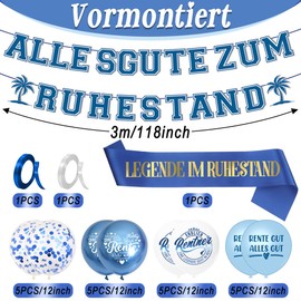 Retirement Decoration, Retirement Decoration, Pre-Assembled "Alles Gute Zum Ruhestand", Garland Retirement, Retirement Gut, Alles Gut Garland, Balloons Retirement, Retirement Gifts for Men