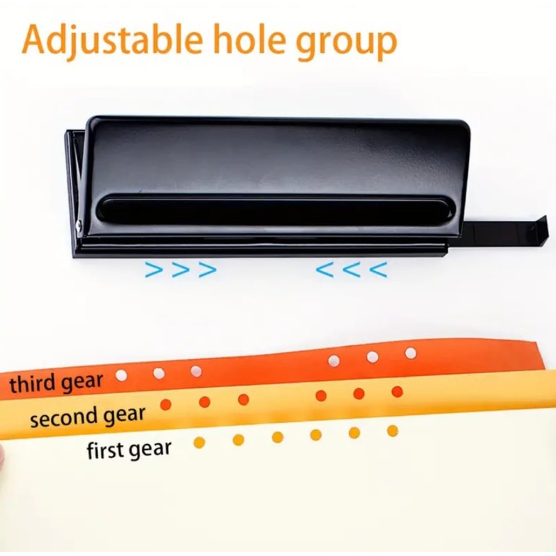 6-Hole Desktop Puncher, A5 Ring Binder Hole Punch Adjustable Spacing