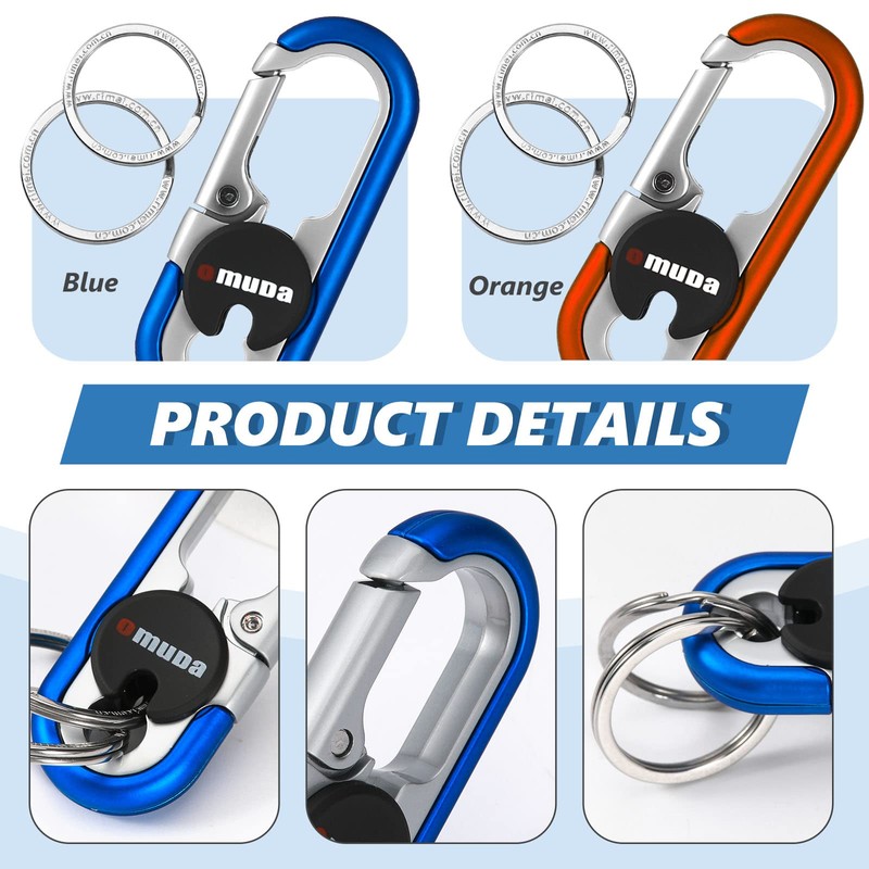 Thlevel Keyring Carabiner Car Keyring Stainless Steel with Key Rings,
