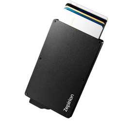 zepirion Cashless Optimized Credit Card Case with Money Clip, Skimming Prevention, Magnetic Protection, Slide Type, Slim, Thin, Aluminum, Men’s, Women’s, Black