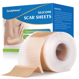 CandyHome Silicone Scar Sheets, Medical Grade Silicone Scar Tape, Reusable Removal Improve Strips for Surgical C-Section, Keloid, Tummy Tuck, Burn, Acne, Surgery (1.6"x 60")