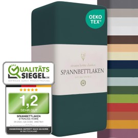 Strauss Home ® Jersey Fitted Sheet, 100% Cotton, 90 x 200 - 100 x 200 cm (Petrol)