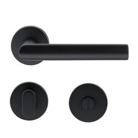ck-türbeschläge New Orleans Door Handle Set Matt Black for Room Doors DIN Standard (Toilet / Bathroom)