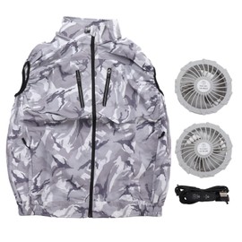 Summer Cooling Fan Vest USB Detachable White Fan Air Conditioning Work Vest for Gardening XXXL Light Camouflage