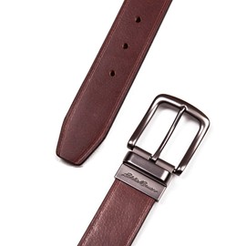 Eddie Bauer Men's Leather Belt | Casual | Everyday | Jeans | Trousers | Chinos | Metal Buckle, Smooth Reversible-Brown/Tan, Medium