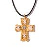 WARIDAR MAX 18K Gold Plated Hammered White CZ Cross Pendant