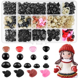 HavaCue Pack of 320 Safety Eyes for Crochet Animals, 6-12 mm Eyes for Crochet Animals, 3 Colours Amigurumi Safety Noses, Safety Eyes for Crochet Animals with Washers for Teddy Eyes Toys DIY