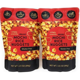 Trader J's Mini Mochi Rice Nuggets, Gluten Free Crispy & Crunchy 3.5oz/99g – (Pack of 2)
