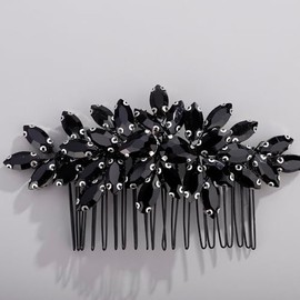 Octwine Bride Wedding Silver Green Red Blue Rhinestone Crystal Hair Comb Wedding Party Prom Hair Headpiece Bridal Wedding Hair Accessories for Women (Black)