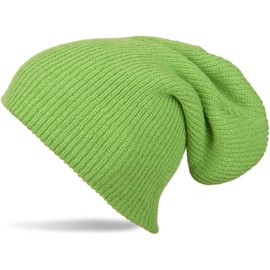 styleBREAKER beanie, slouch, long knitted hat, double knitted 04024004, color:green