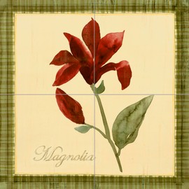 Ceramic Backsplash Tile Mural Floral Flower Kitchen/Bathroom - Magnolia - Yuna