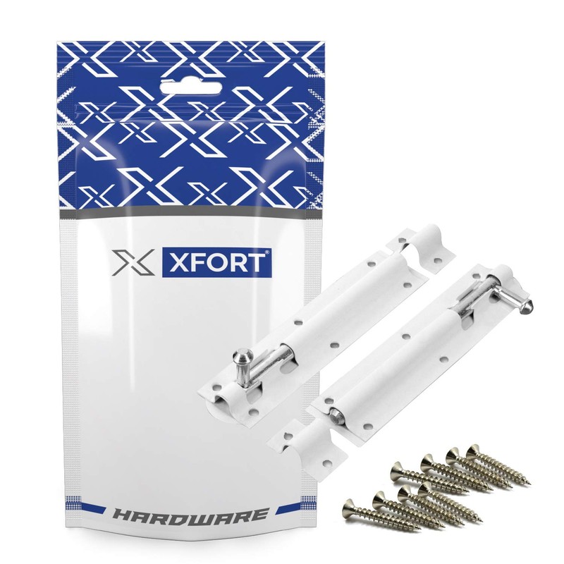 XFORT® 2 Pack Tower Bolt White 150mm (6"), Door Lock