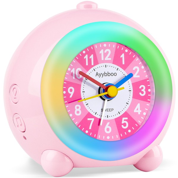Ayybboo Children's Analogue Alarm Clock, No Ticking, Girls and Boys,