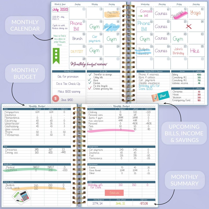 GoGirl Budget Planner & Monthly Bill Organizer – Monthly Financial
