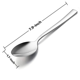 E-far Dinner Spoons Set of 6, 7.9 Inch Stainless Steel Soup Spoons Tablespoons for Home, Kitchen or Restaurant, Non-toxic & Mirror Polished, Squared Edge & Dishwasher Safe
