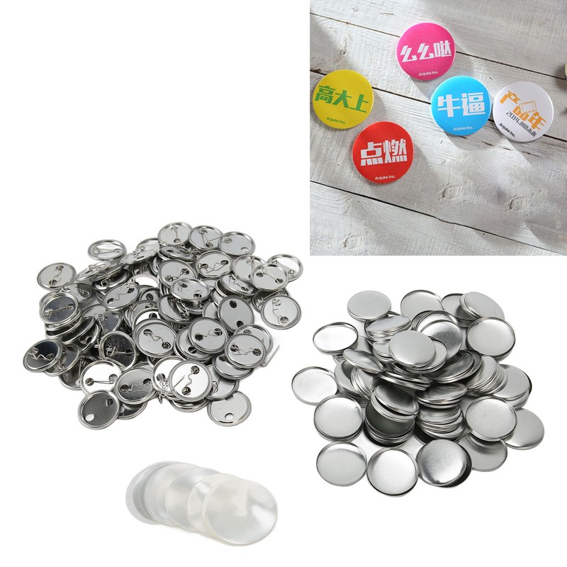 100 Sets Blank Button Badge Parts Set Round Shape Rust