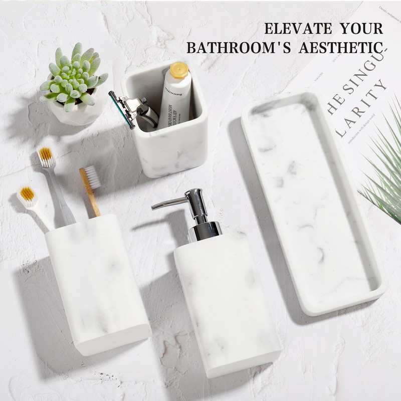 YMXYJM Bathroom Accessories Set, 4 Pcs Bathroom Accessory Set, Soap