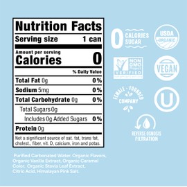 Nixie Organic Zero Sugar Soda, Cream Soda, Organic, 0 Sugar, 0 Calories, Healthy Soda Pop, Non-GMO, Caffeine Free, 12oz Cans (12 Pack)