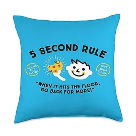 vonplatypus Five Second Rule-Funny Messy Eater Joke Throw Pillow, 18x18, Multicolor