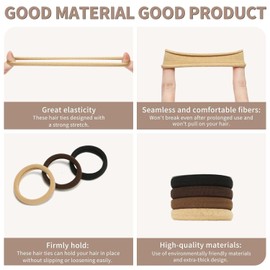 WROLY Elastic Hair Ties, Ponytail Holders No Damage Soft Hair Bobbles for Girls Women Thick Seamless Hair Bands (Neutral, 30 Pcs)